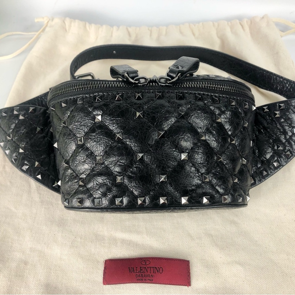 Valentino Black Quilted Leather Belt Bag